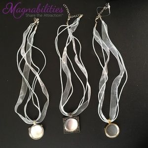 Magnabilities Ribbon chokers-asstd metal pendants